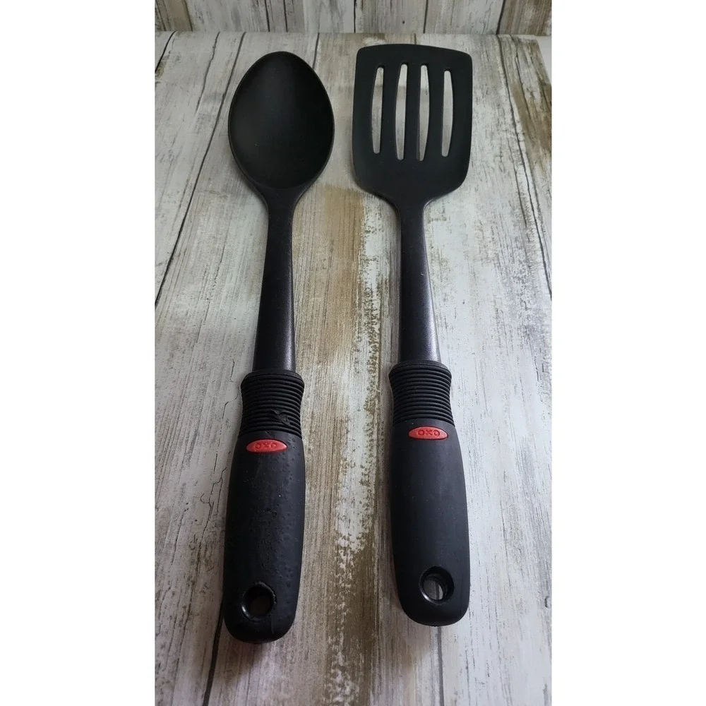 OXO Black Utensil Set Slotted Spatula Serving Spoon Kitchen Gadgets
